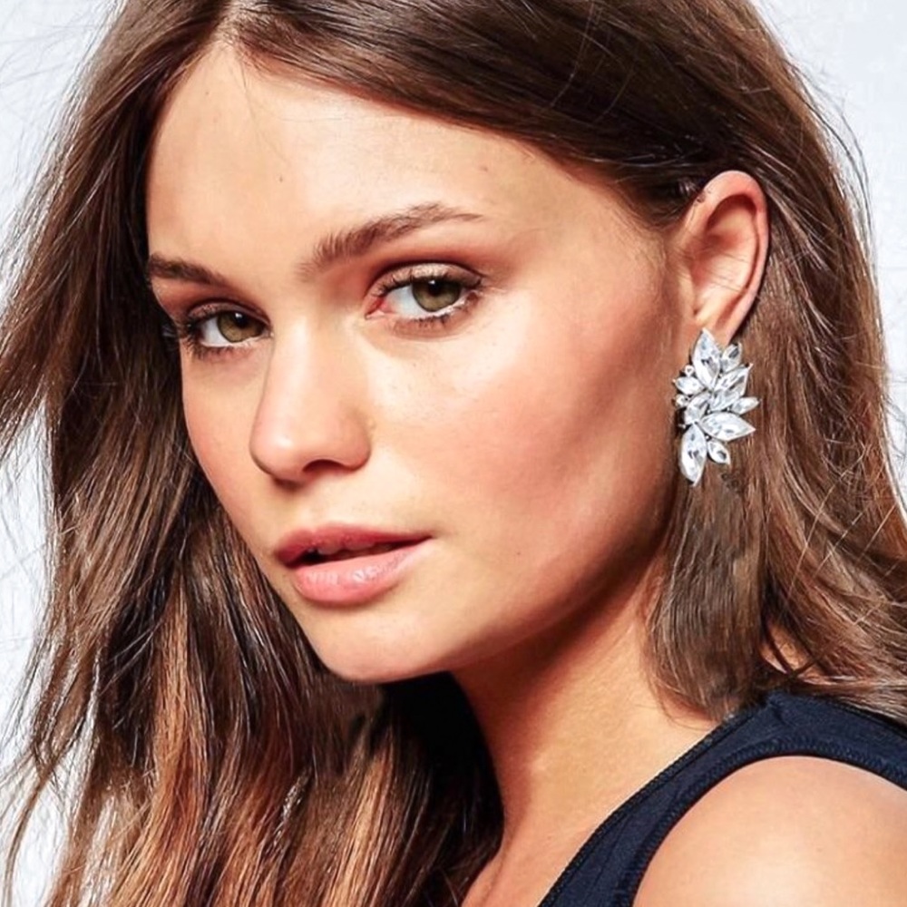 2/$20! Crystal Cluster Prom Bridal Stud Earrings - Picture 5 of 9